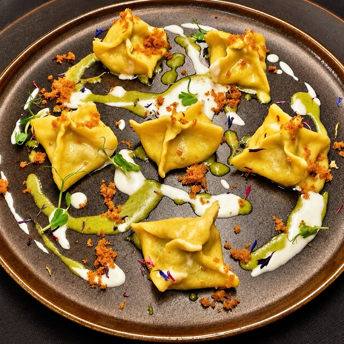 Pasta ripiena del Bistrot del Portico, fotografia reale migliorata