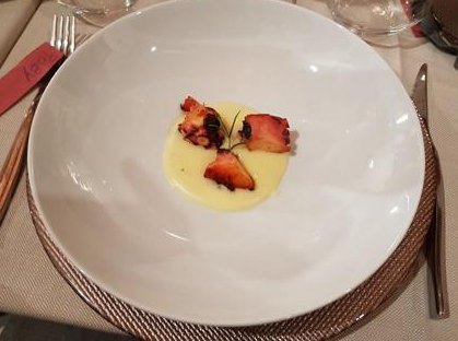 Polpo brasato, piatto servito al Bistrot del Portico